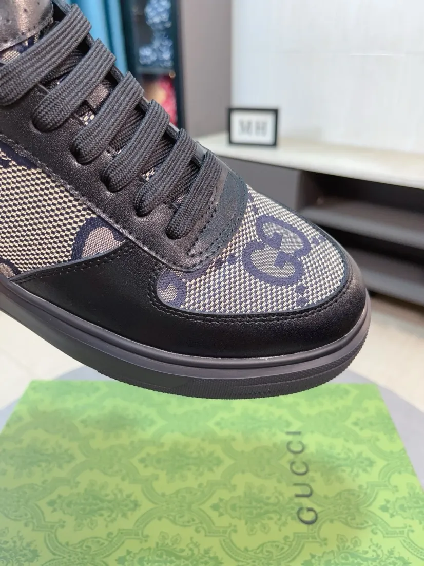 Men's shoes 💰440🌹🌹GUCCI [Gucci] New high-top men's shoes, a high-end brand, the latest fashionable casual men's shoes, trendy and versatile, relaxed and sporty style, uppers imported from Italy, first-layer cowhide, genuine leather lining, and ultra-fine workmanship. Original personalized fashionable rubber wear-resistant outsole, light and comfortable on the foot, size 38-44